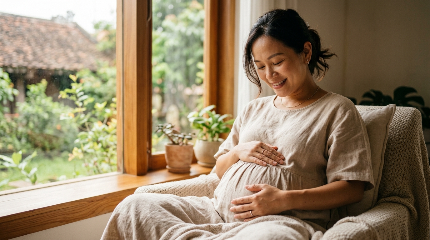 Mẹ bầu lắng nghe và cảm nhận từng chuyển động thai máy của bé yêu